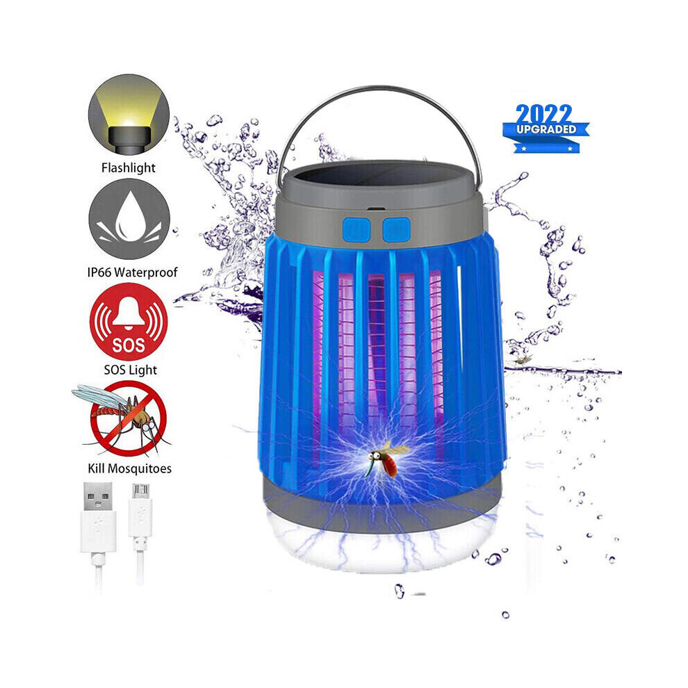 Solar Mosquito Killer Lamp Camping Lights Rechargeable Fly Bug Zapper