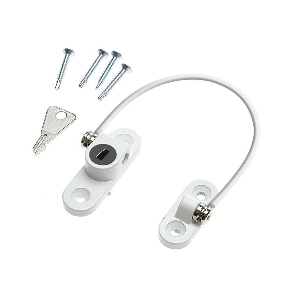 (White) Baby Safety Cable Lock Window Door Restrictor Kids Child Security Locks Locking