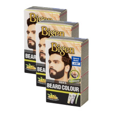 (Pack of 3) Bigen Men's Beard Colour B104 Natural Brown - No Ammonia Formula with taurine & Olive Oil - Excellent Gray Hair Coverage