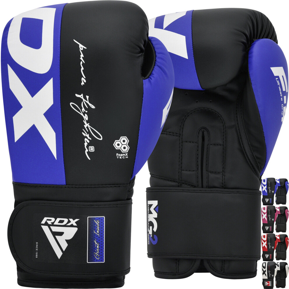 (Blue, 14OZ) RDX Boxing Gloves Maya Hide Leather