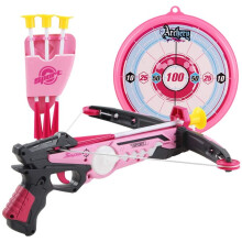 Toy Crossbow Set with Suction Cup Arrows & Target Board - Safe Indoor & Outdoor Target Game for Kids (Pink)