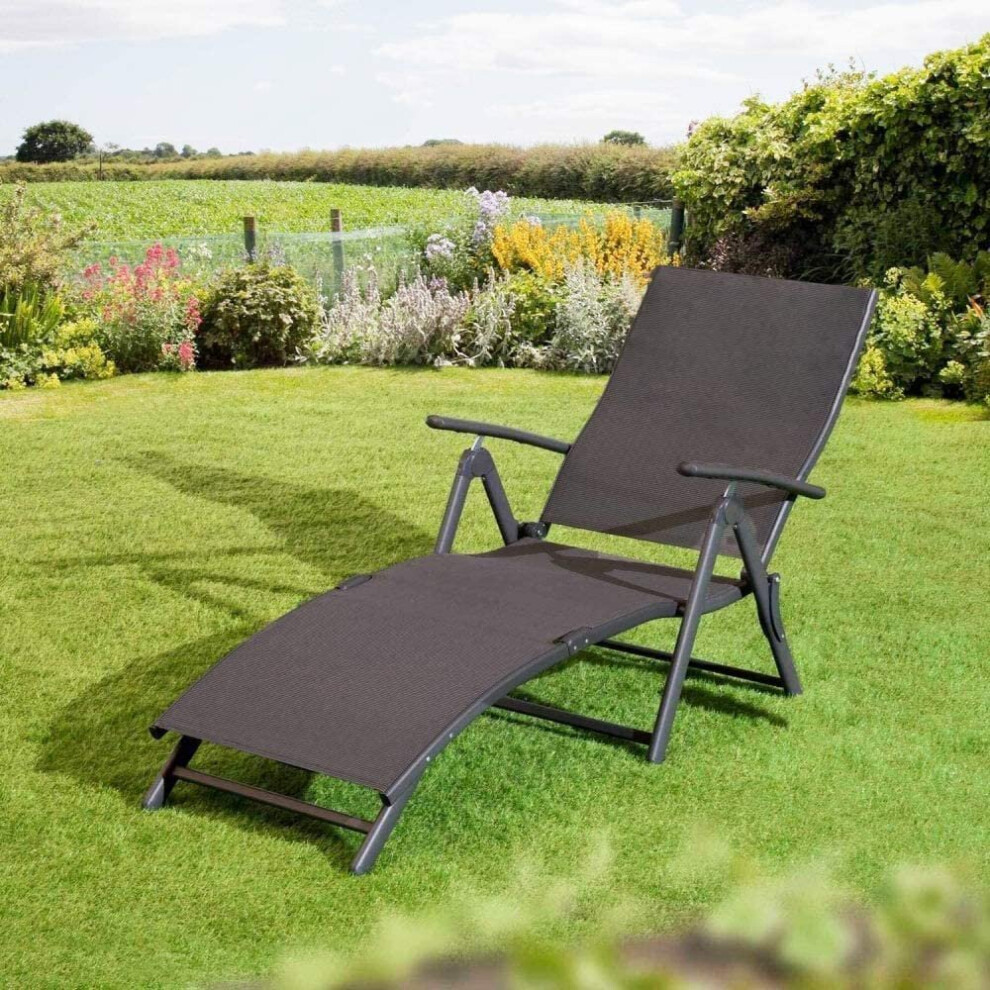 Reclining Garden Sun Lounger, 7 Position, Folding Sun Chair