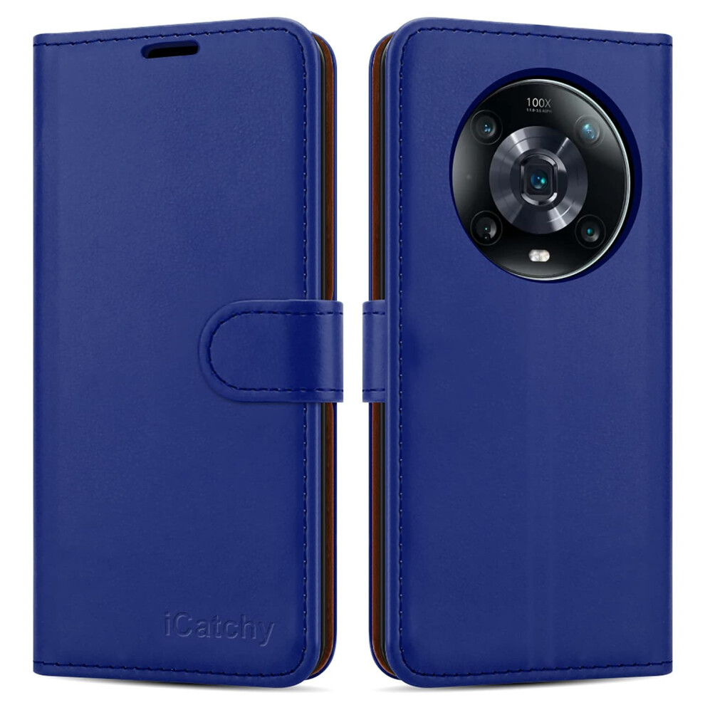 Icatchy (Blue) For Honor Magic 4 Pro 5G Phone Wallet Leather Case Blue