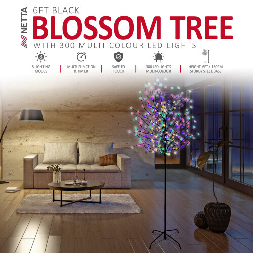 NETTA (6ft, Multi-Colour) NETTA LED Blossom Tree with 8 Functions and Timer 1