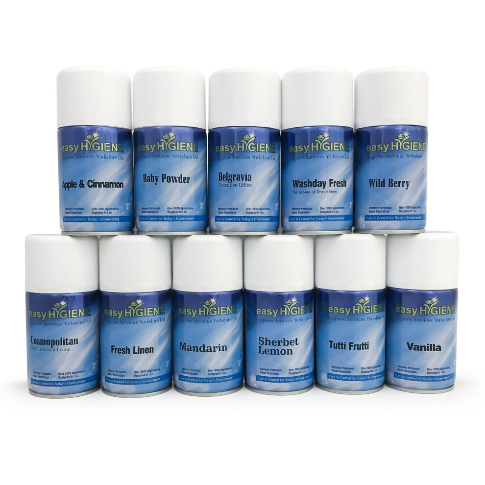 12 MIXED Automatic Air Freshener Dispenser Refills 270ml Spray Cans