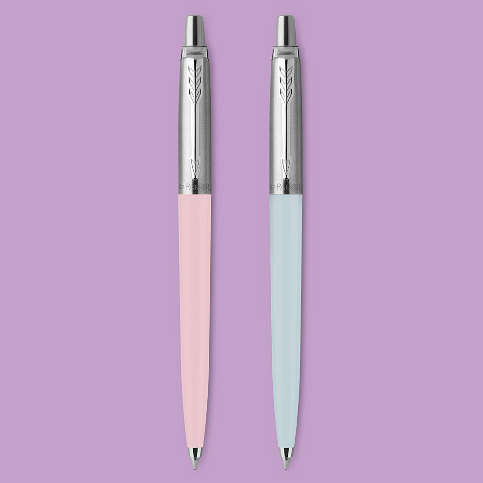 Parker Jotter Originals Ballpoint Pen Pastel Collection | Pink & Blue 50s Finishes | Medium Point | Blue Ink | 2 Count