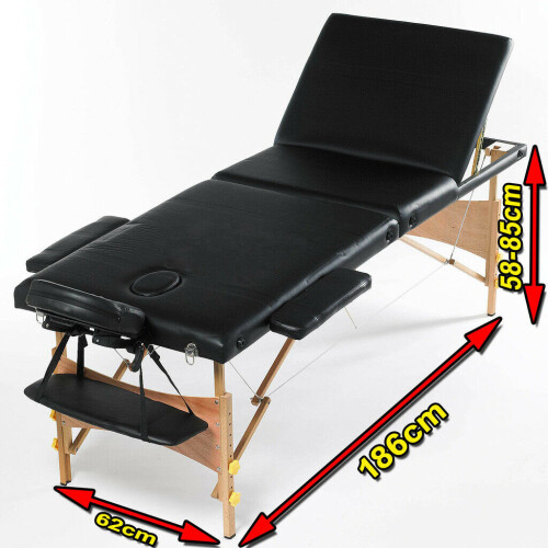 Black Massage Beauty Bed Table Couch 3 Way Adjustable Portable Folding Therapy 2