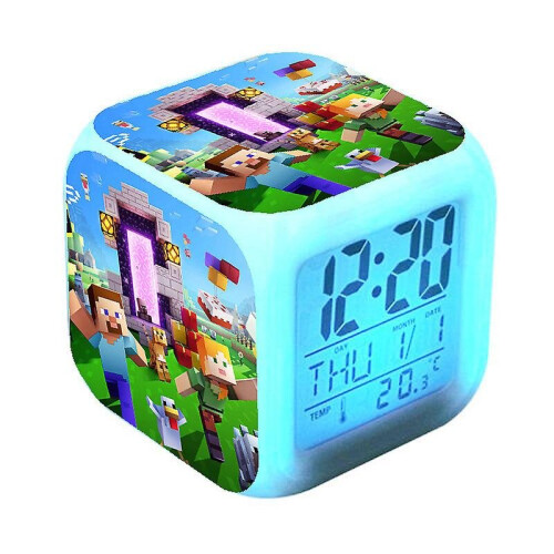 Minecraft Colorful Color Changing Alarm Clock Led Night Light #14