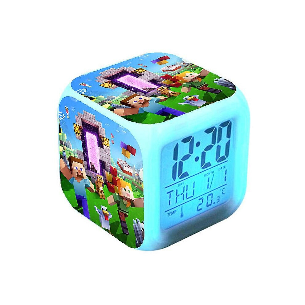 Minecraft Colorful Color Changing Alarm Clock Led Night Light #14