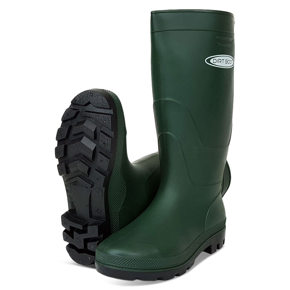 (8 UK EU42, Green) Dirt Boot Ladies Mens Green / Black Festival Wellington Boots Wellies Gardening