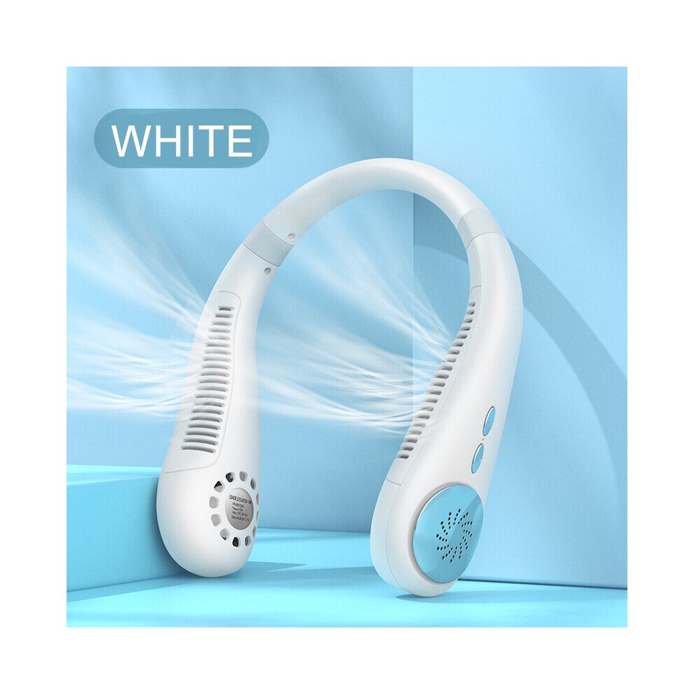 Ranpo (White) Portable Leafless Hanging Lazy Neck Fan 360 Degree White