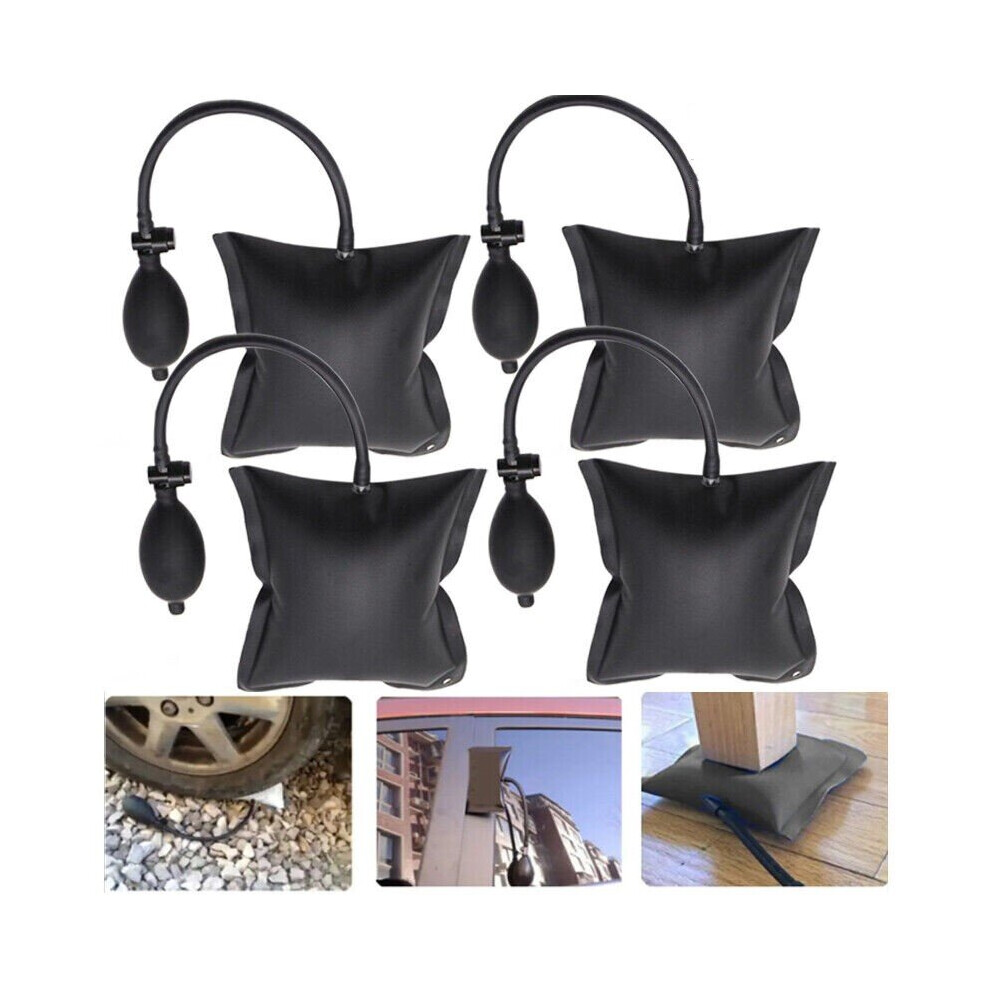 4Pcs Air Pump Bag Wedge Cushion Automotive Car Inflatable Shims Hand Tools Black 065284402155