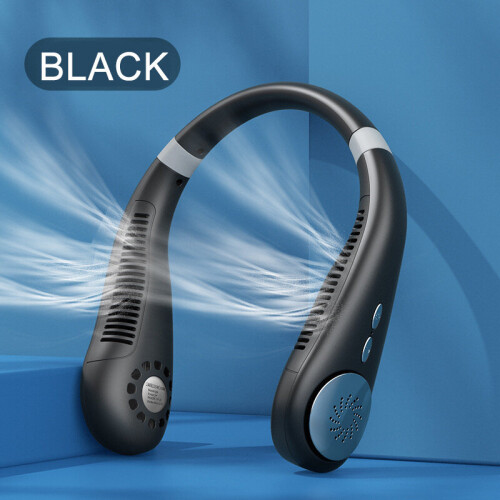 Ranpo (Black) Portable Leafless Hanging Lazy Neck Fan 360 Degree