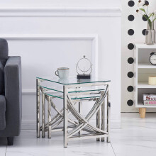 (Transparent Glass) Nest of 3 Coffee Table Tempered glass Living Room
