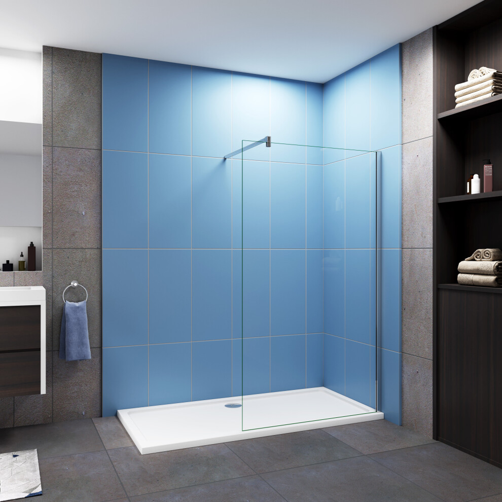 (700mm) Walk in Shower Screen Panel 8mm Easy Clean Glass