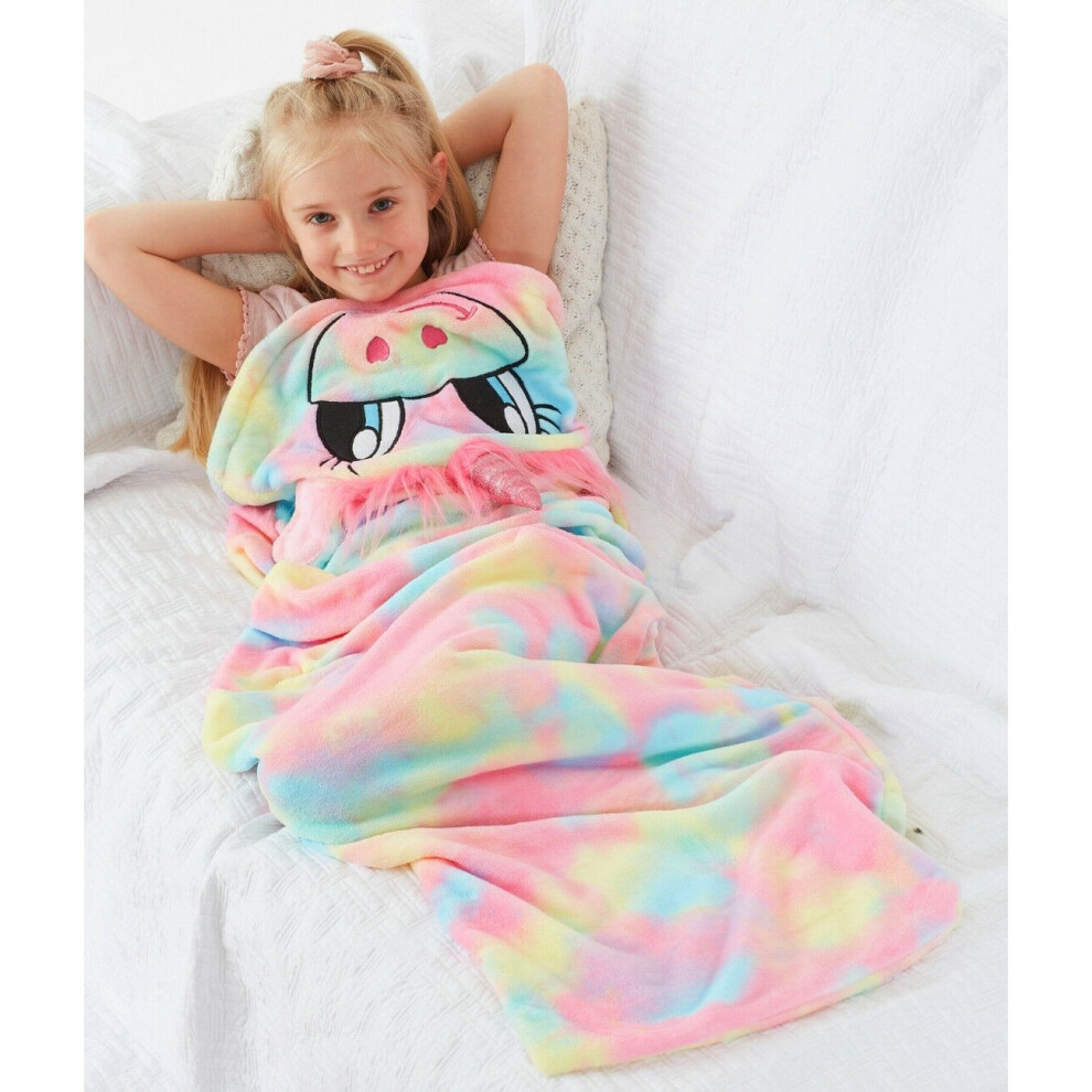 Animal Crazy Girls Unicorn Cosy Fleece Snuggle Tail Sleeping Bag - Rainbow Unicorn - One Size