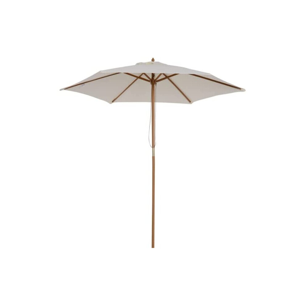 2.4m Cream Wooden Garden Parasol Umbrella Sunshade