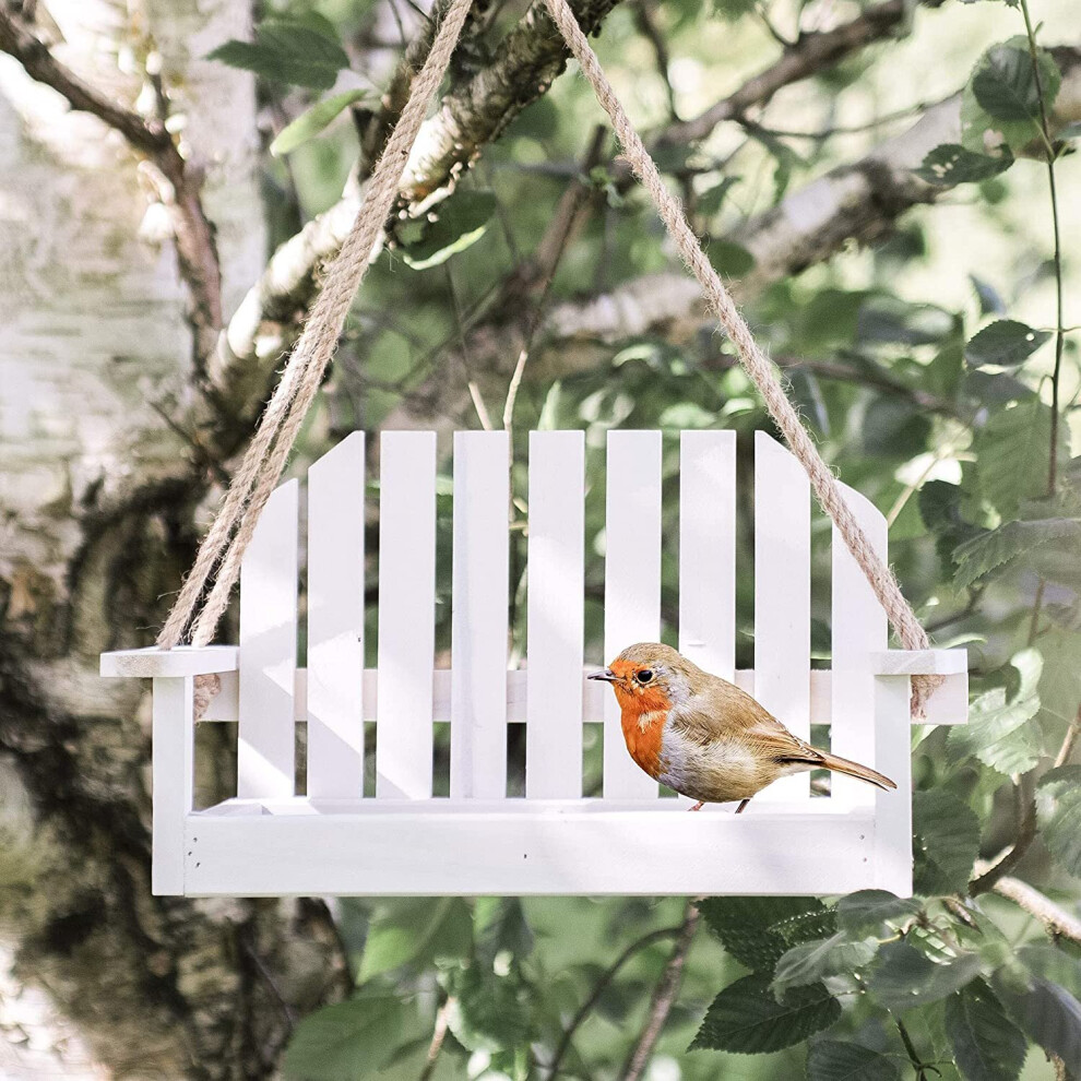 Swing Seat Bird Feeder Hanging Wooden Garden Bench Bird Feed Station