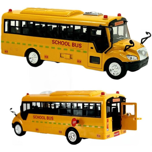 Big Daddy Huge Yellow School Bus w/ Lights and Cool Openable Doors Pull Back Toy