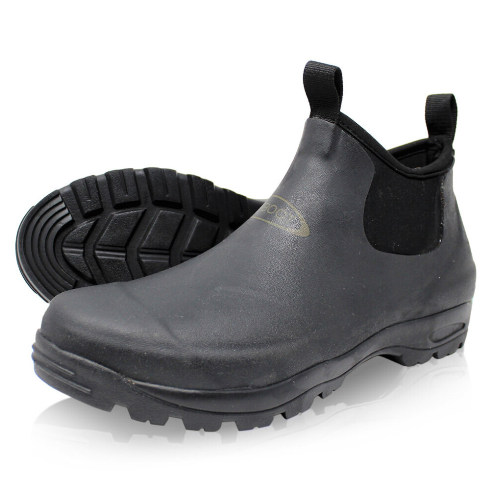 (10 UK EU44, Black) Dirt Boot Neoprene Waterproof Equestrian Slip On Stable Muck Yard Boots