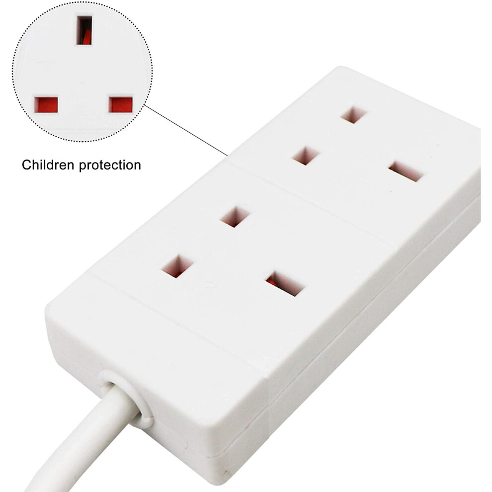 (2 Metres, White) ExtraStar 2 Gang Unswitched Extension Lead (KF-EB-2E)