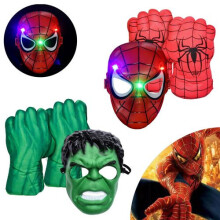 (Mask-Spiderman) Kids Hulk Gloves Smash Hands Mask Spider Man Punching Boxing Fists Toys