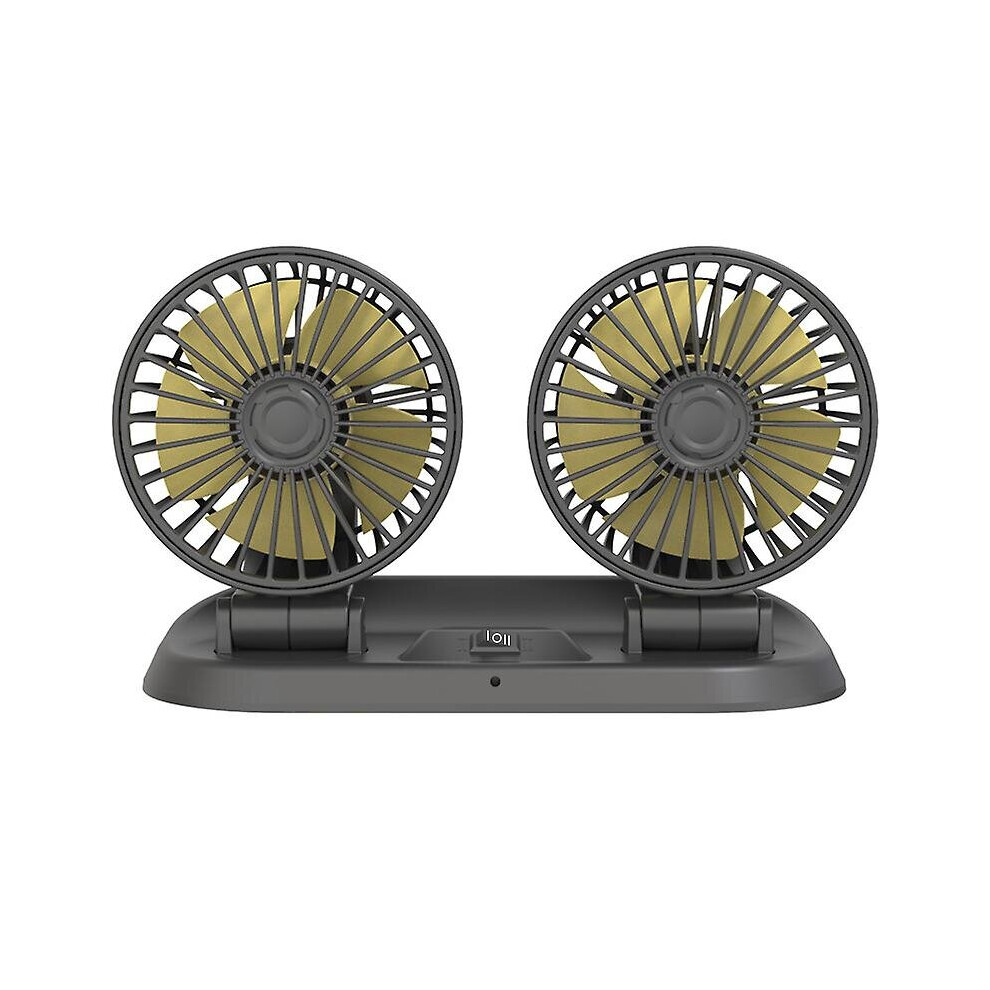 (Car 12V) Car Dual Head Fan Rotatable Silent Electric Fan Adjustable Air Circulation Fan 768643444352