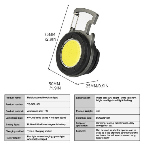 Ranpo Mini COB Flashlights Bright Rechargeable Keychain HatClip Flashlight 1