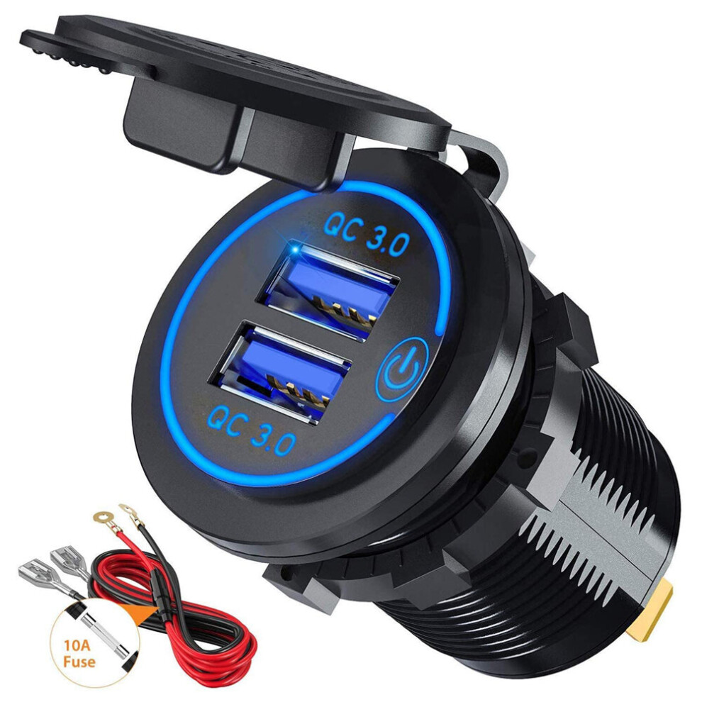 Qc 3.0 Car Charger Socket, 12V/24V Dual Usb Fast Charger Socket Power 9183850365503