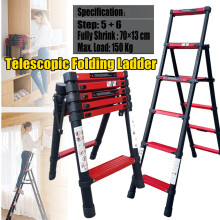 1.7M Telescopic Aluminum Ladder Portable Flexible Ladder