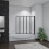 AICA Bathroom Matt Black 1200x1400mm 5 Fold Folding Screen Door Panel 1
