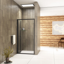 (800mm) Bathroom Matt Black Bi Fold Door Glass 5mm