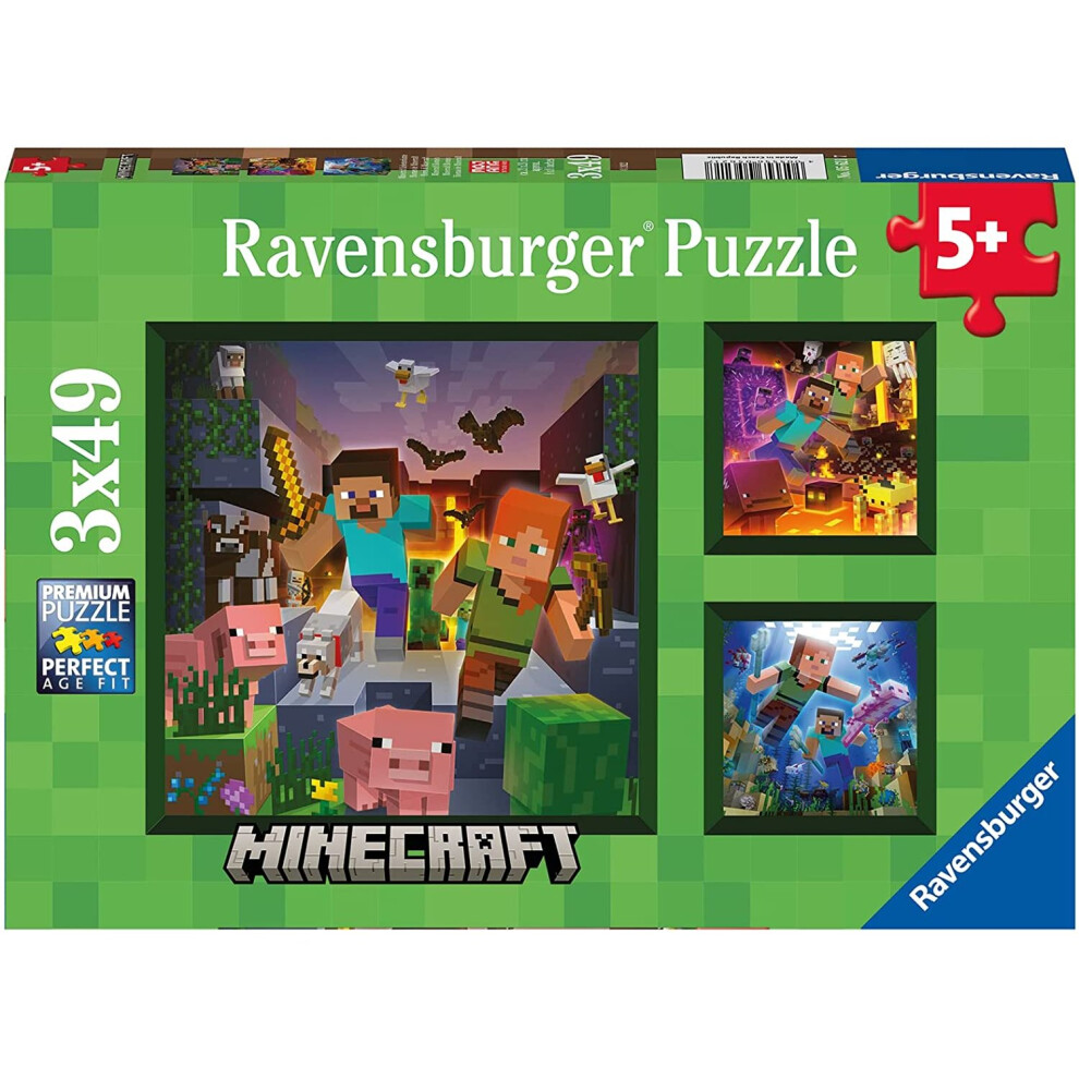 Ravensburger Jigsaw Puzzle - Childrens/Kids - Minecraft - Biomes - 3 X 49 Pieces
