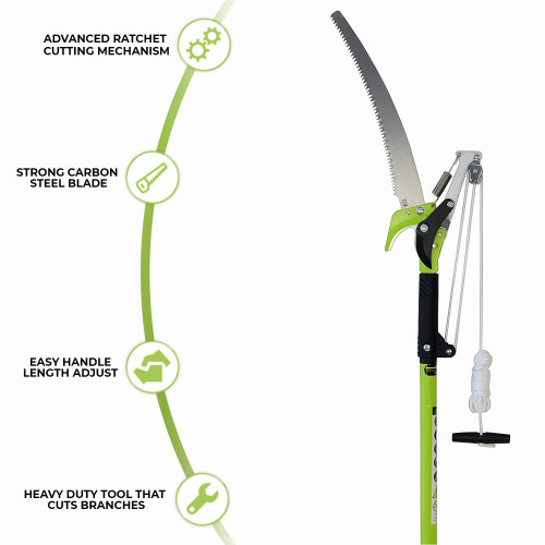 TELESCOPIC GARDEN LOPPER EXTENDABLE TREE BRANCH PRUNER CUTTER INC SAW ATTACHMENT 2
