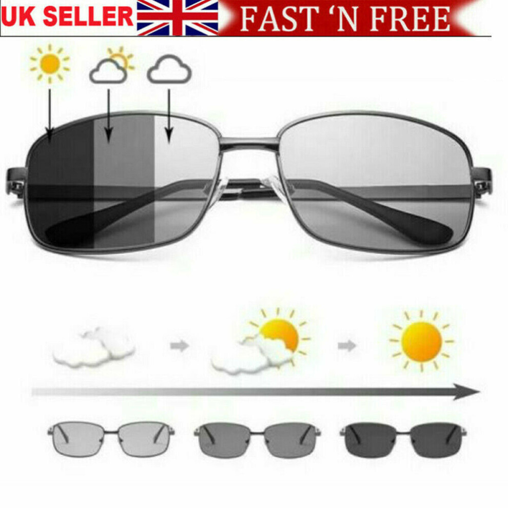 Mens Polarized Photochromic sunglasses UV400 Pilot Sport Glasses Driving Eyewear