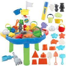 40 Pieces Sand and Water Outdoor Activity Table Play Set for Children with Water Blaster and Assorted Accessories Included
