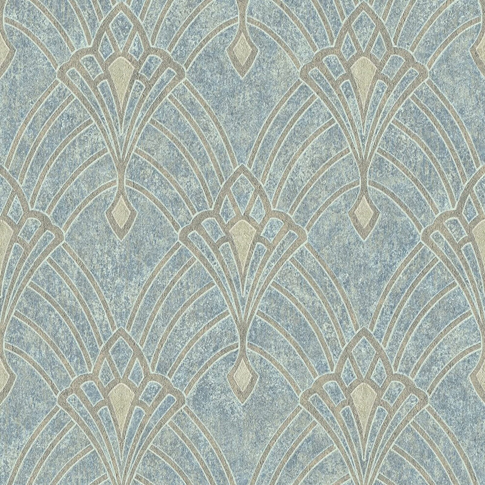 AS Creation Mata Hari Metallic Oriental Ornament Wallpaper Blue Beige