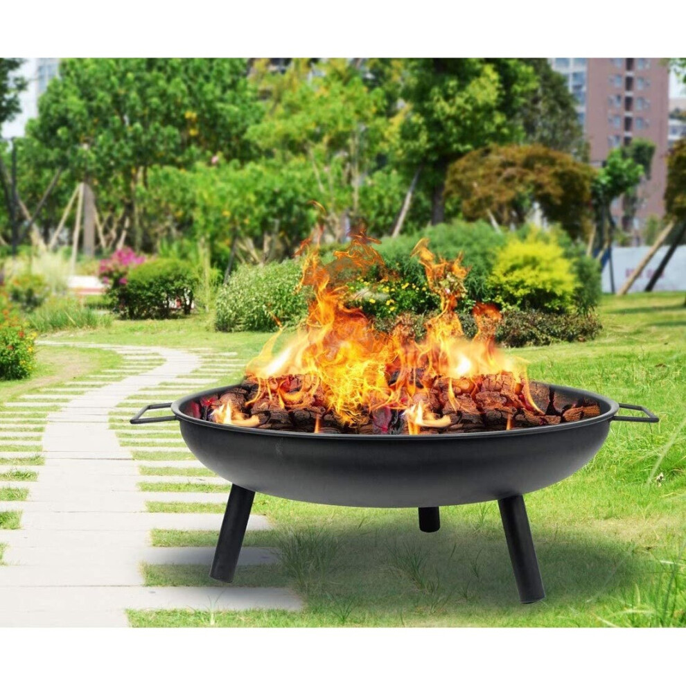 23" Round Iron Fire Pit Garden Heating Wood Burner Firepit Brazier