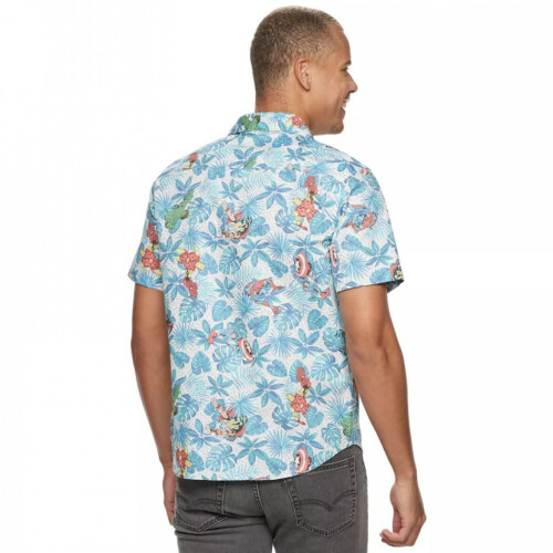 Avengers (XLarge, Blue) Marvel Avengers Button Up Hawaiian Shirt 1