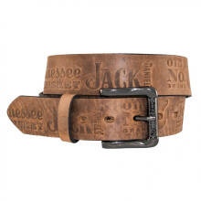 (34", Brown) Jack Daniel's Brown Leather Embossed 1.5" Belt