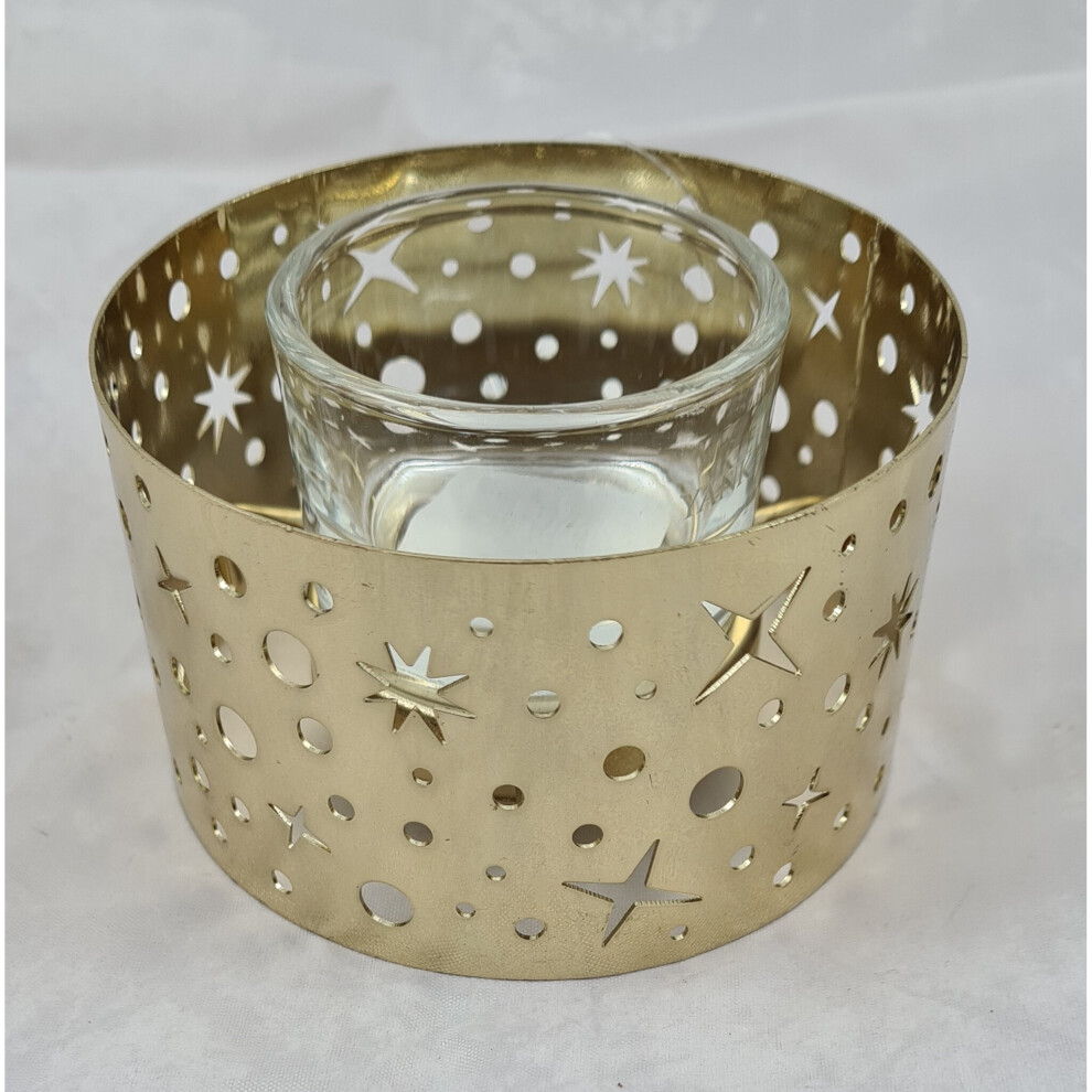 Yankee Candle Gold Metal Star Design Tealight Holder with Glass Insert