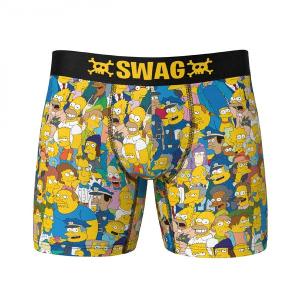 (Large (36-38), Multicoloured) The Simpsons All Springfield Characters Swag Boxer Briefs