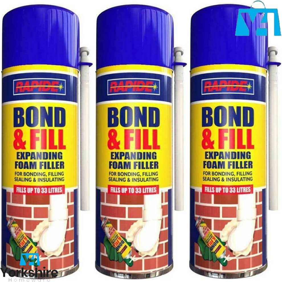 (3 X PCS) 500ML EXPANDING FOAM FILLER BOND & FILL BONDING FILLING SEALING INSULATING