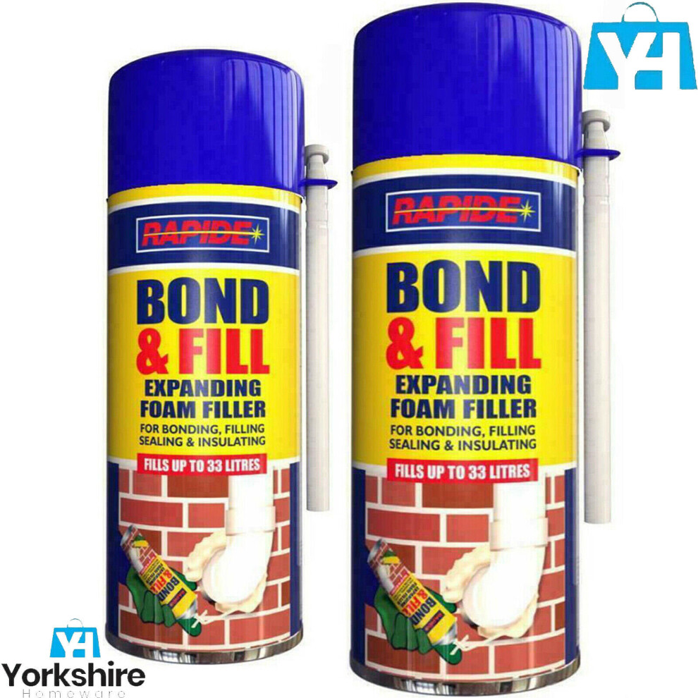 (2 X PCS) 500ML EXPANDING FOAM FILLER BOND & FILL BONDING FILLING SEALING INSULATING