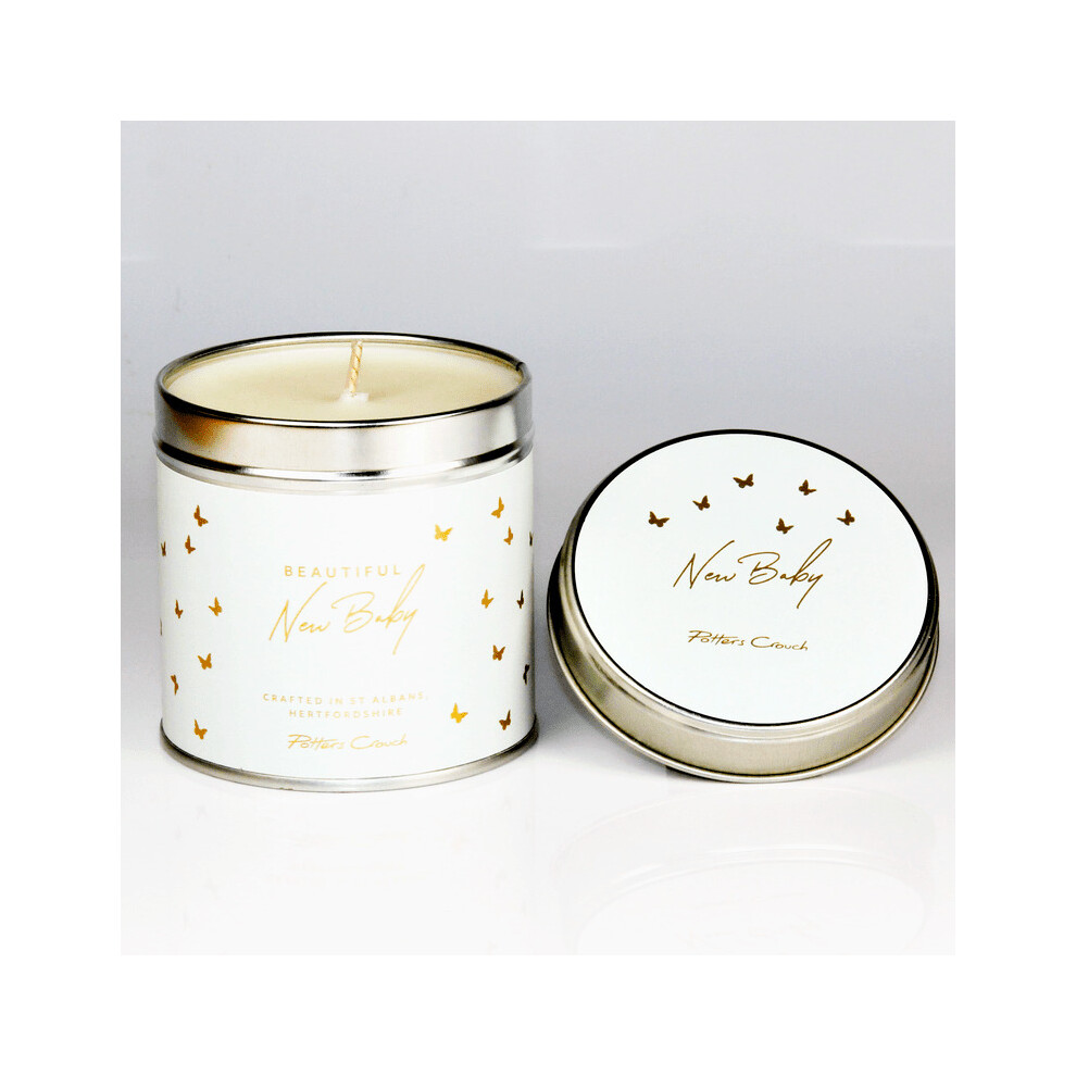 Potters Crouch Sentiments Range Candle in a Tin - New Baby-image-OPC-P9B589Q-NEW