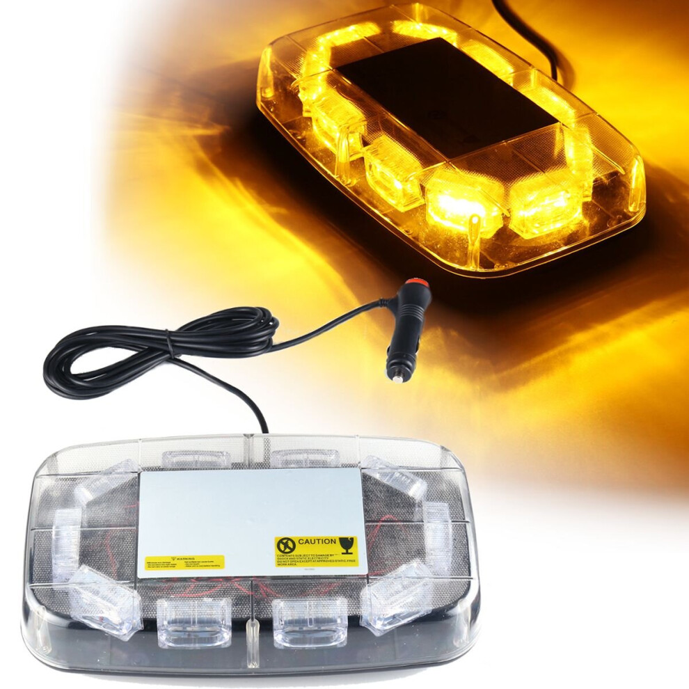 New 12V-24V 30 LED Mini Amber Flashing Emergency Light Bar Strobe Rotating Beacon Warning Lamp