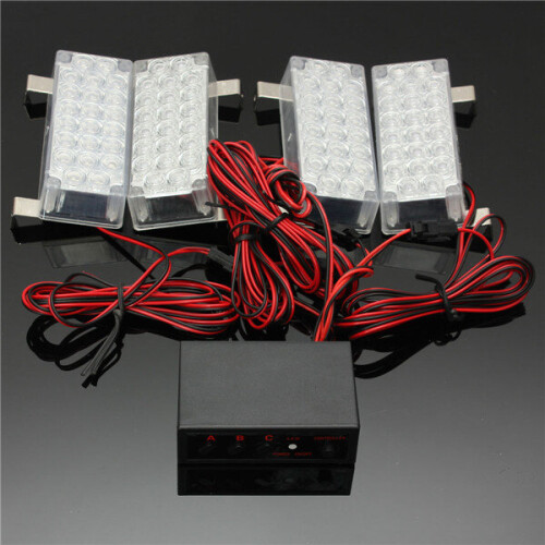 New 4x 22LED White Flashing Light Car Strobe Light with Controller 12V 1
