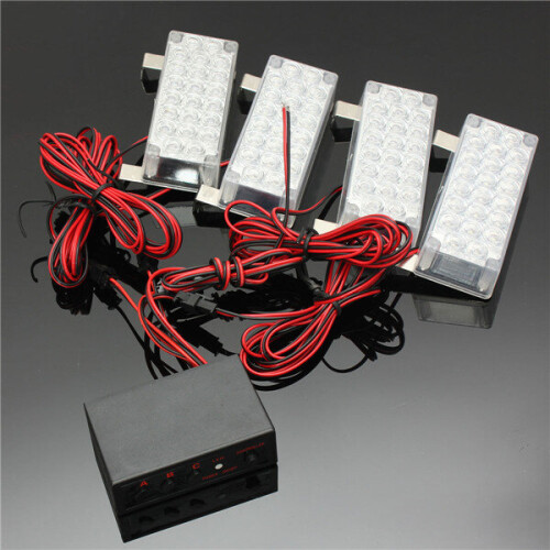 New 4x 22LED White Flashing Light Car Strobe Light with Controller 12V 2