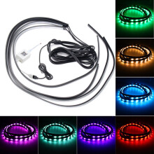 New 4PCS 36Inch+24Inch RGB LED Car Floor Underglow Decoration Lights Tubes Waterproof with Wireless APP Remote Control Sound Control