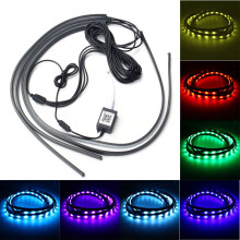 New 4PCS RGB LED Car Decoration Neon Tube Strip Lights Underglow Underbody Music Lamp App Control